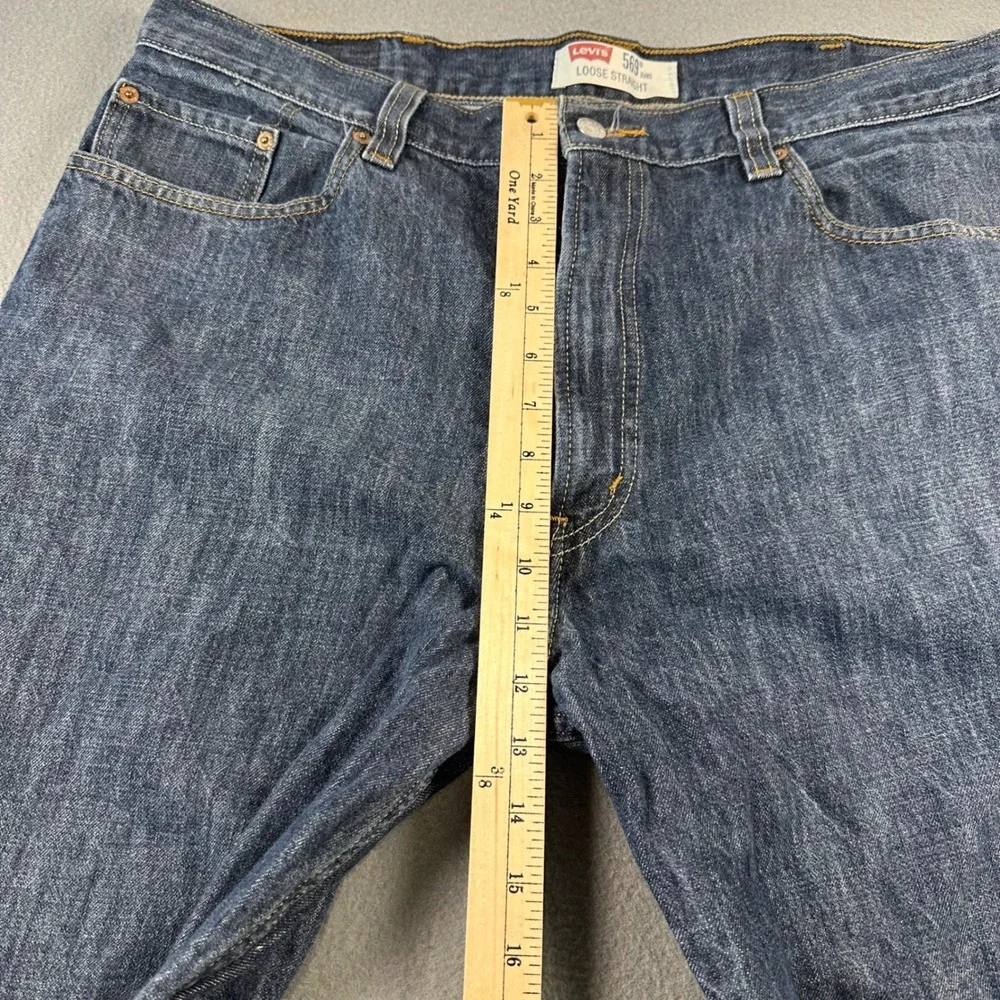Levis 569 Loose Straight Jeans Mens 40x30 Dark Wash Blue Denim 100% Cotton